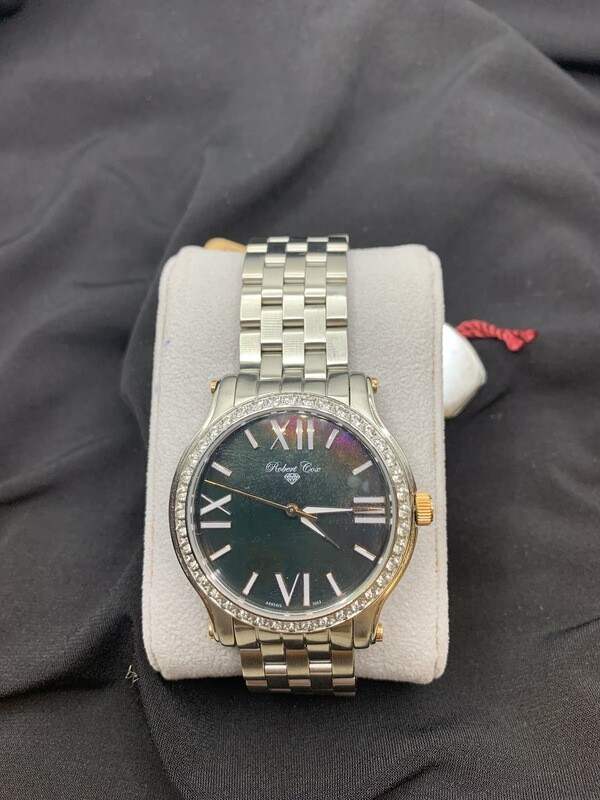 Men’s Brushed Stainless Robert Cox Watch With Topaz Accents
