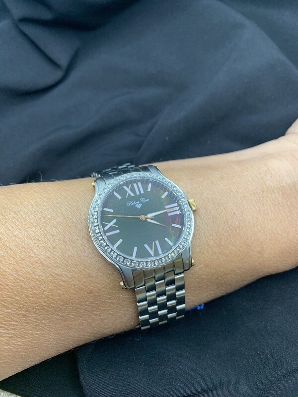 Men’s Brushed Stainless Robert Cox Watch With Topaz Accents