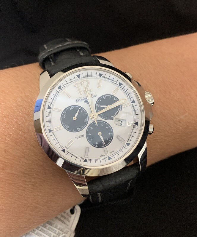 Men’s Robert Cox Signature Watch With Stitched Leather Strap
