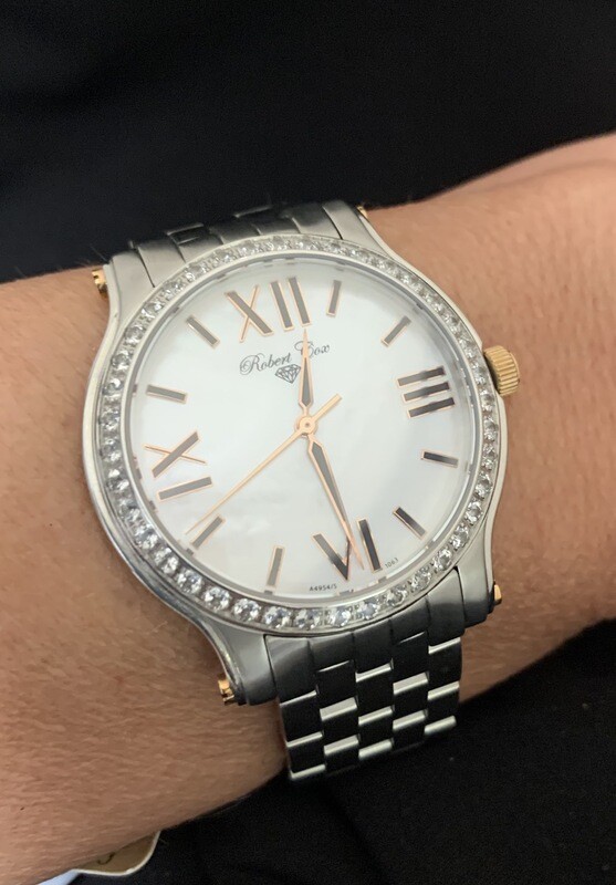 Robert Cox Signature Men’s Mother Of Pearl Dial With White Topaz Accents Watch