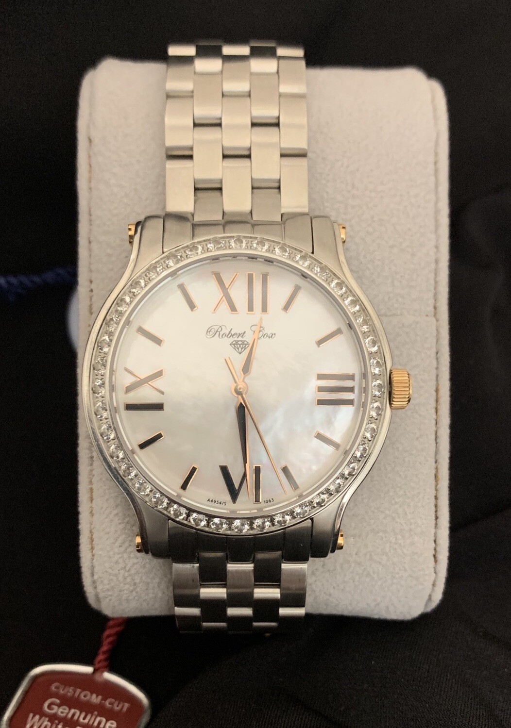 Robert Cox Signature Men’s Mother Of Pearl Dial With White Topaz Accents Watch
