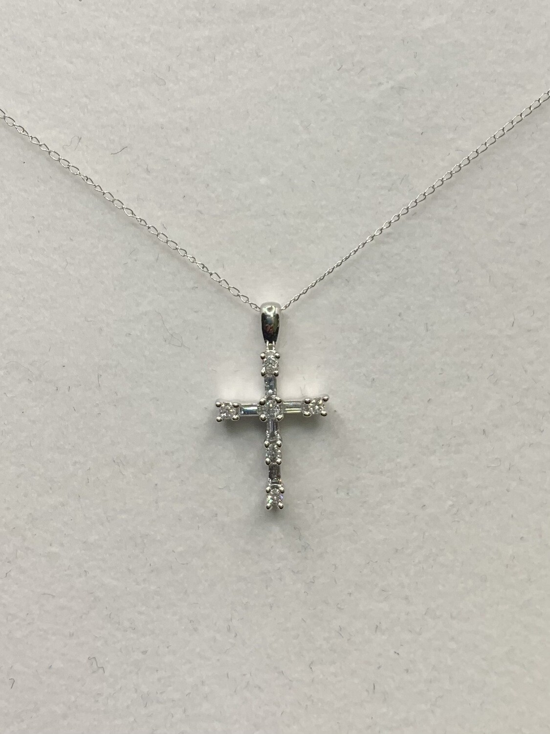 1/4 Ct Diamond Cross Necklace Set IN 10 Kt. White Gold