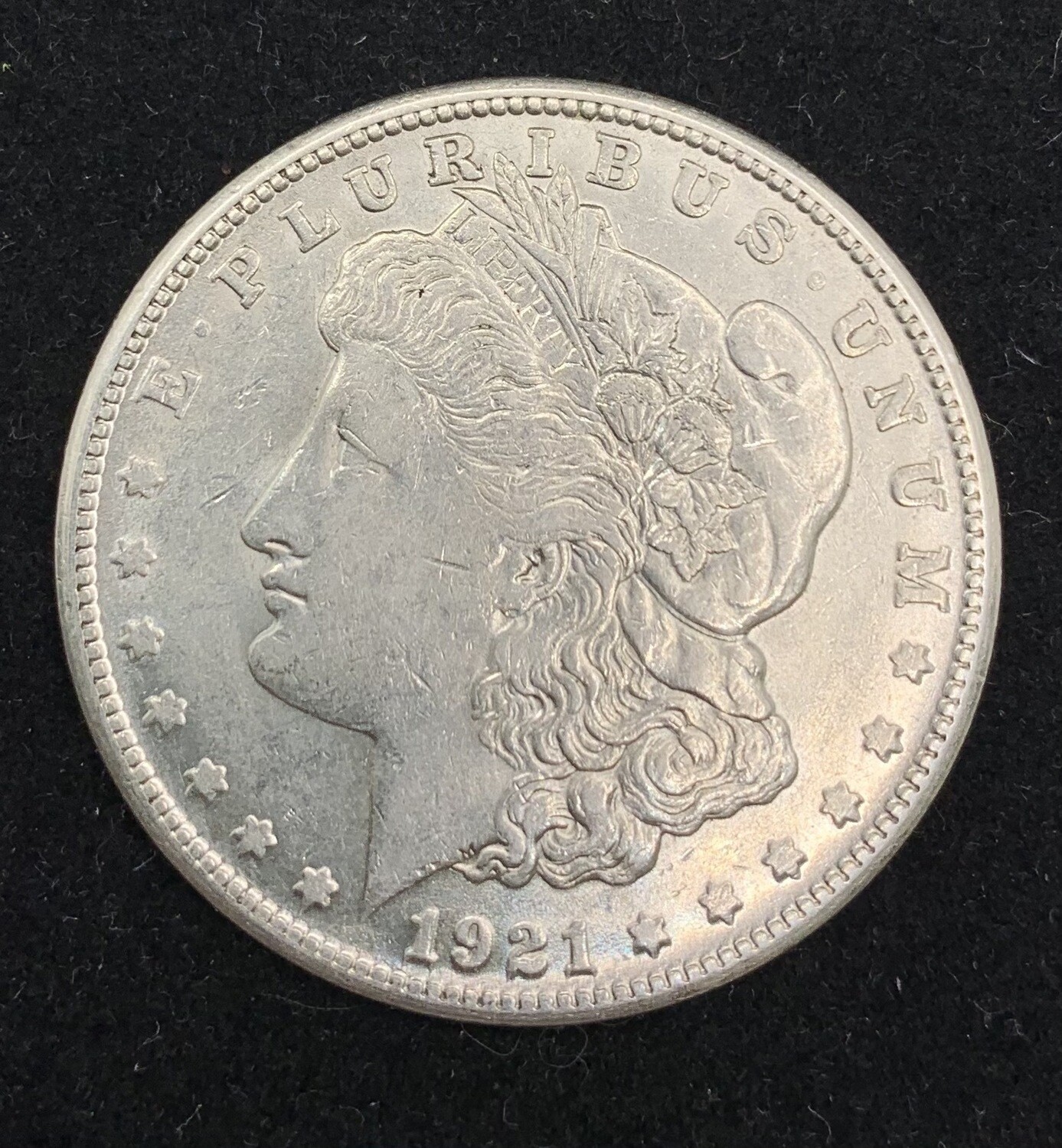 1921 Morgan Silver Dollar - Micro S San Francisco Mint