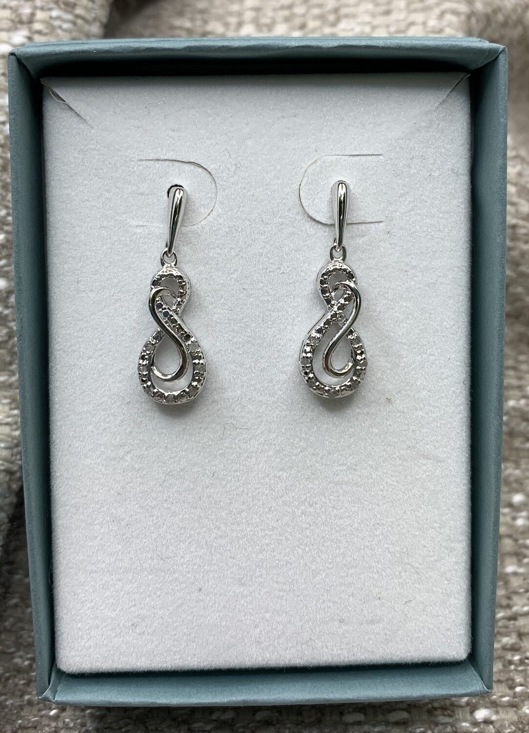 Sterling Silver Earrings Dangling CZ Swirls