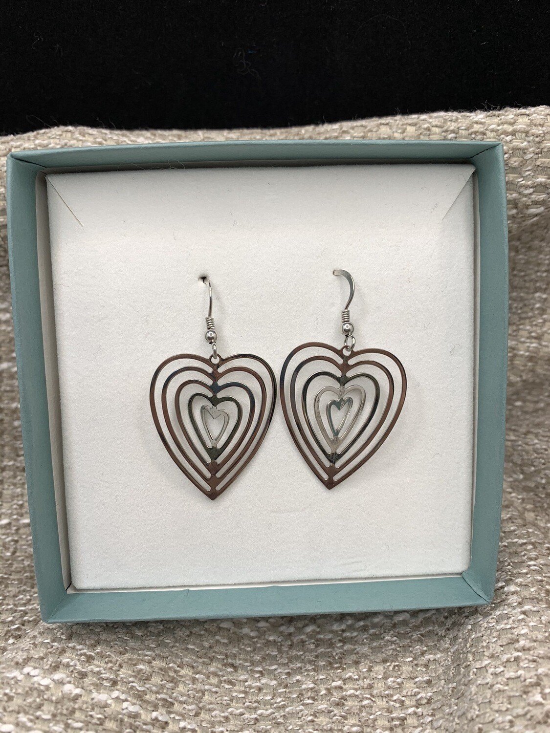 Concentric Hearts Sterling Silver Earrings