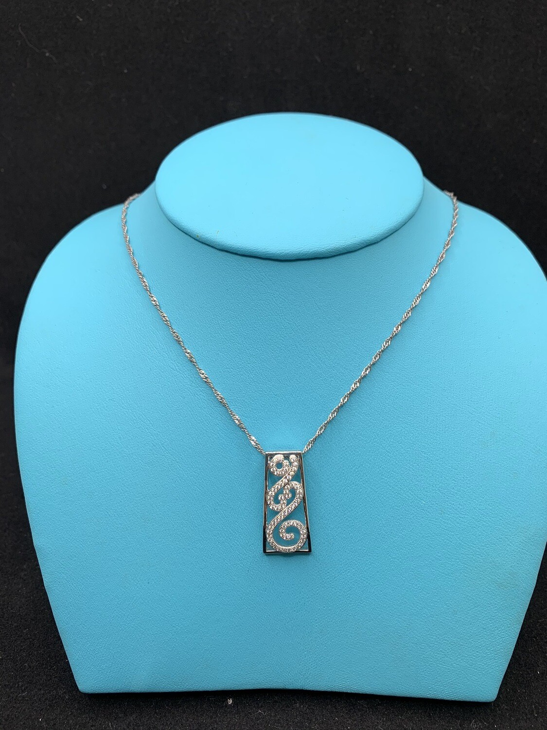 Sterling Silver Swirl Necklace with CZ