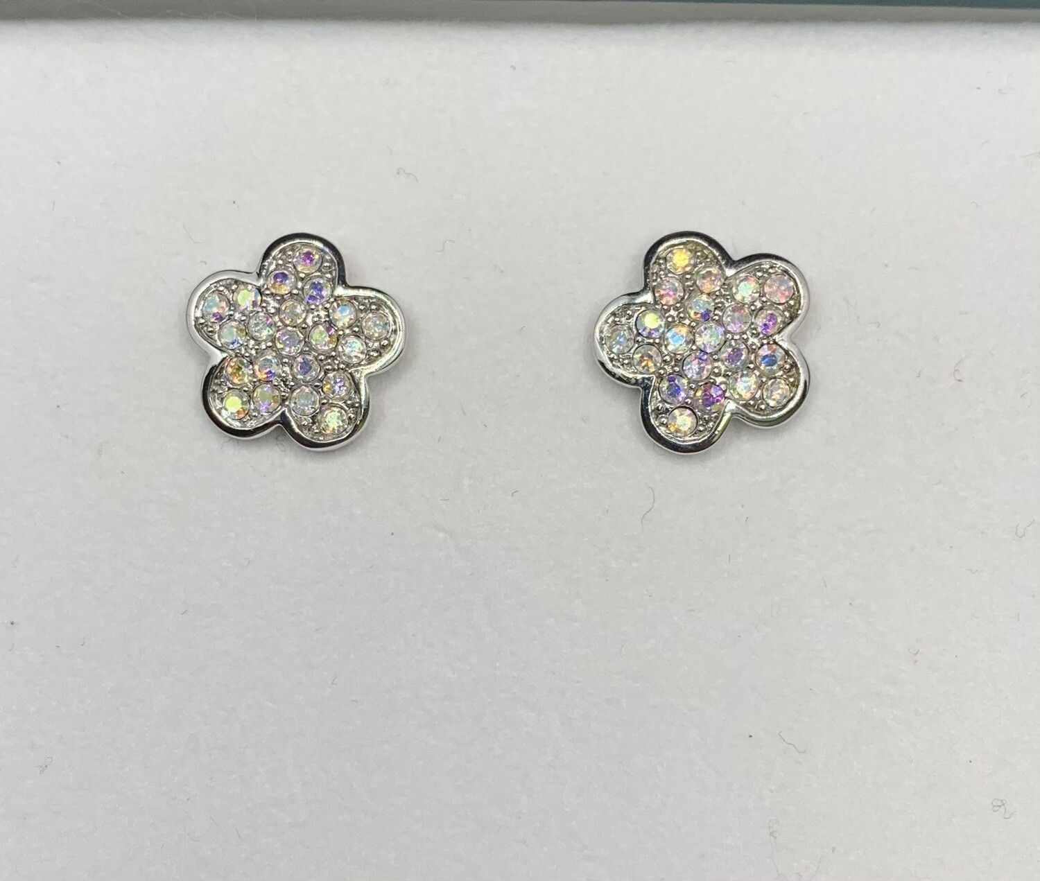 CZ Sterling Silver Sparkling Flowers Post Earrings