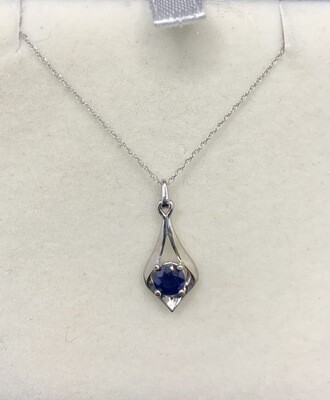 Sapphire Necklace ( 5 mm. Round ) 10 Kt. White Gold
