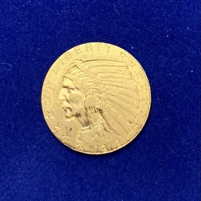1912 $5 Gold Indian Head Half Eagle Coin