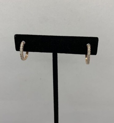 Diamond Hoop Earrings 10 Kt. Rose Gold .33 Pts Diamond Weight