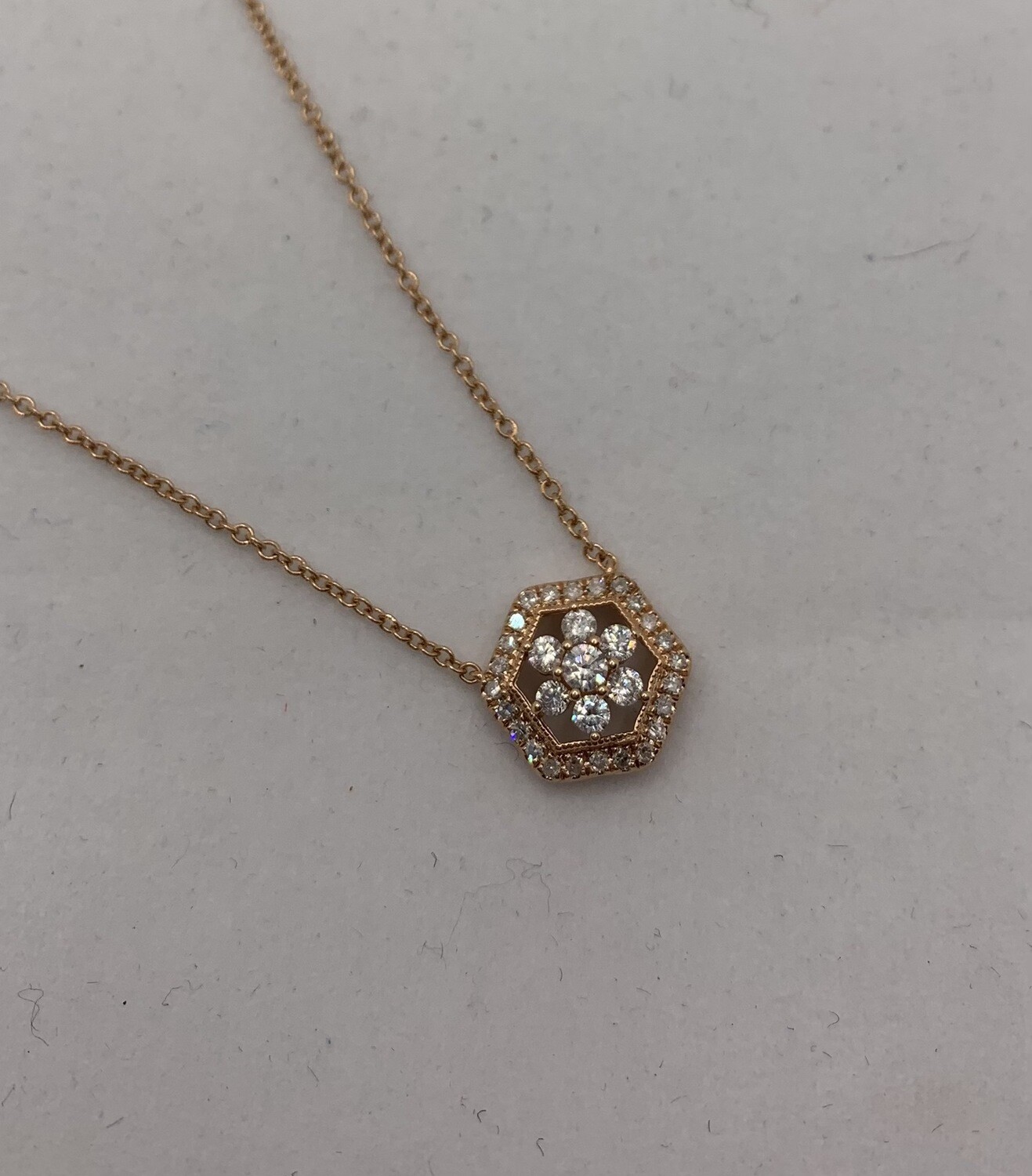 Rose Gold 1/3ct Diamond Flower Pendant Necklace