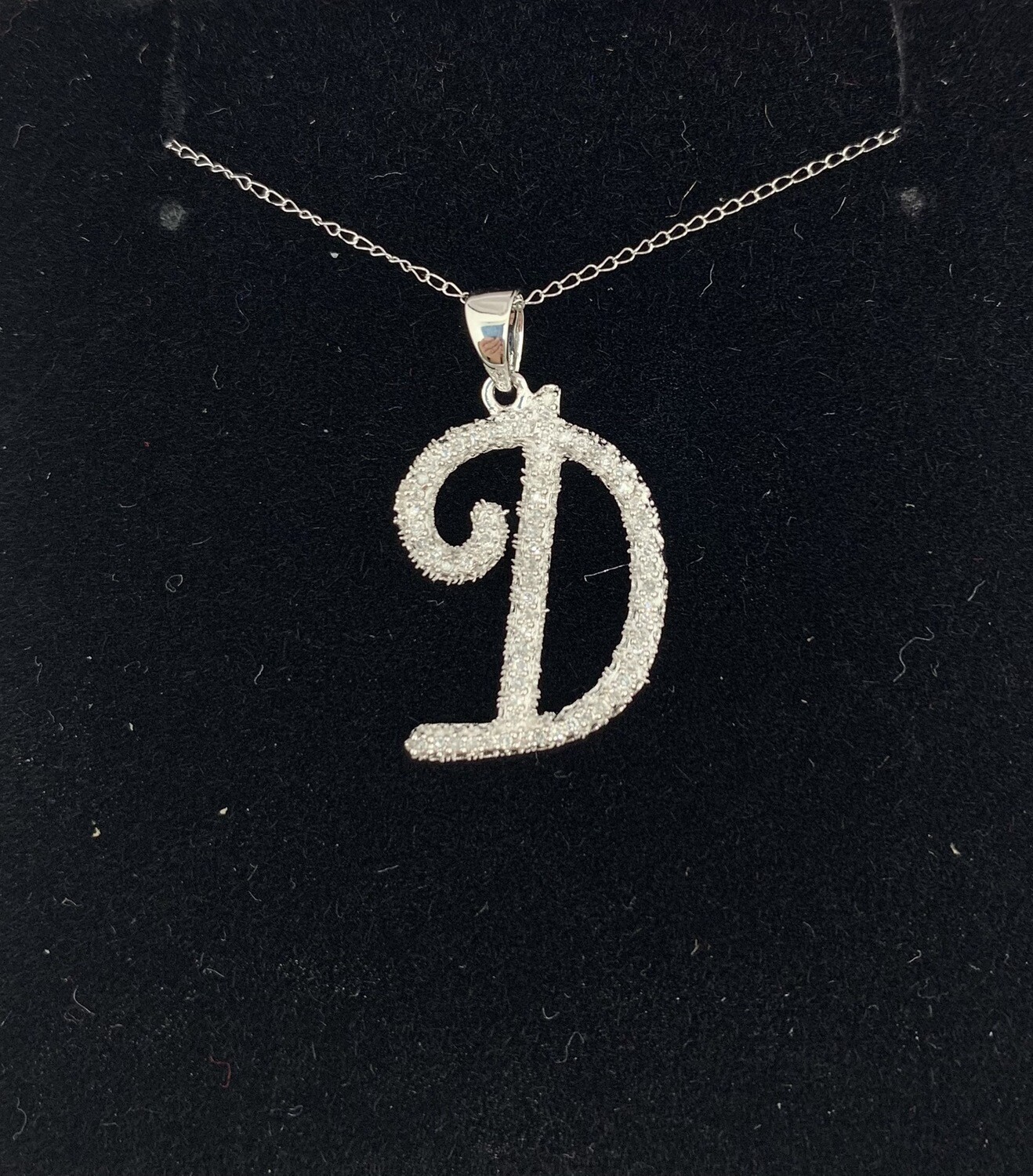 Sparkling Diamond Initial “D” Pendant Necklace