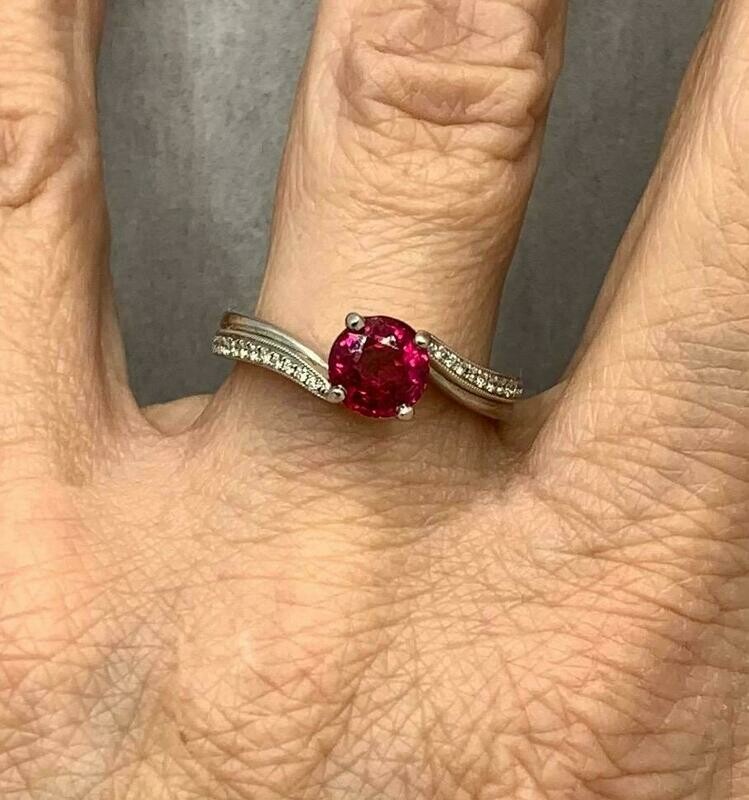 Ruby Ring With Diamonds set in 14K White Gold
