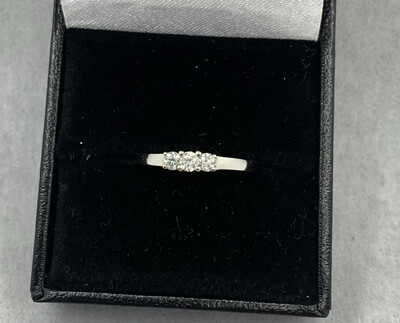 Diamond Ring 25 Pt Total Weight set in 14 Kt. White Gold.