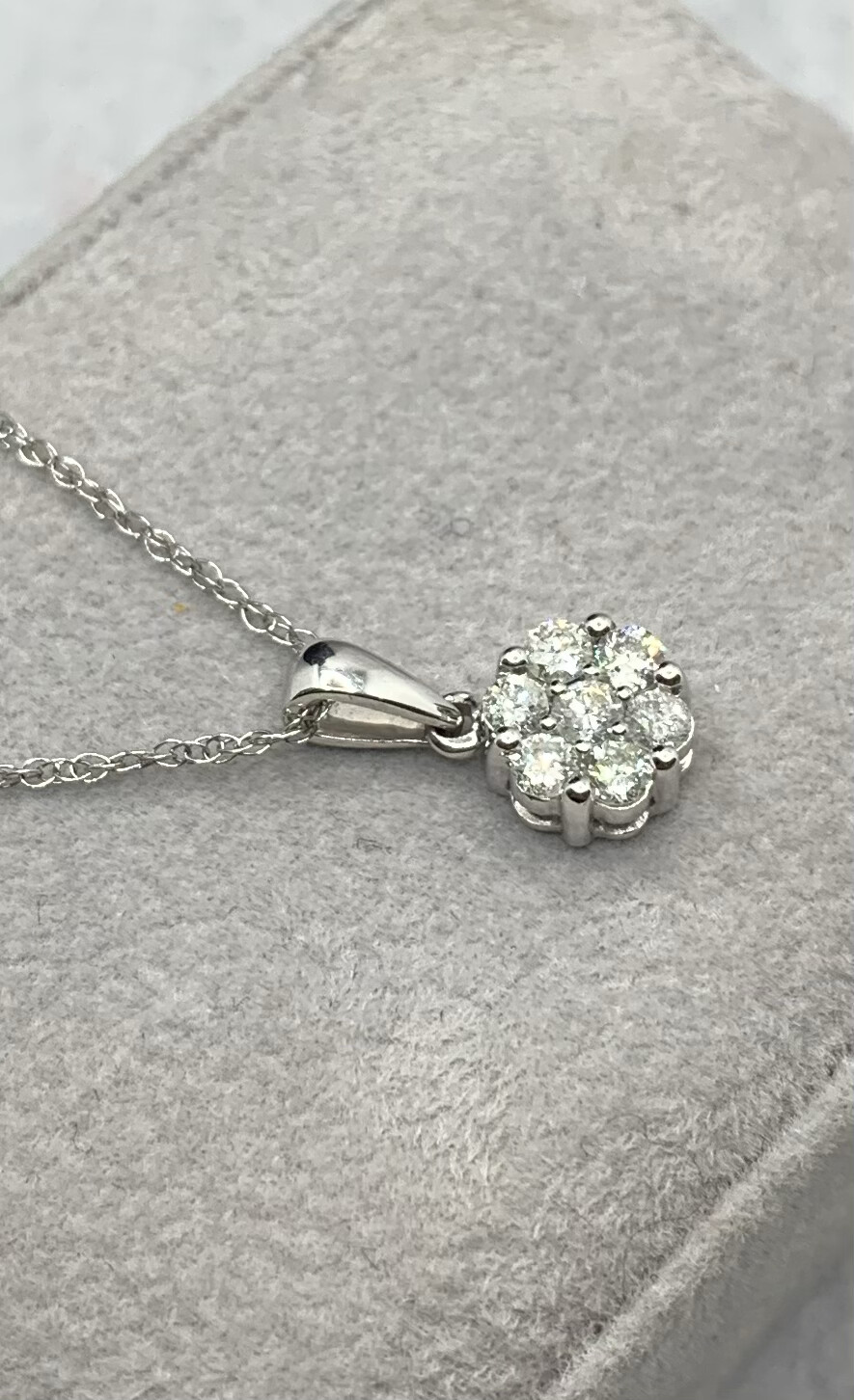Diamond Cluster Necklace 50 Pts. Tw. 14 KT. White Gold