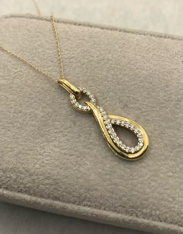 Diamond Drop Necklace 14 Pts 14 Kt. Yellow Gold