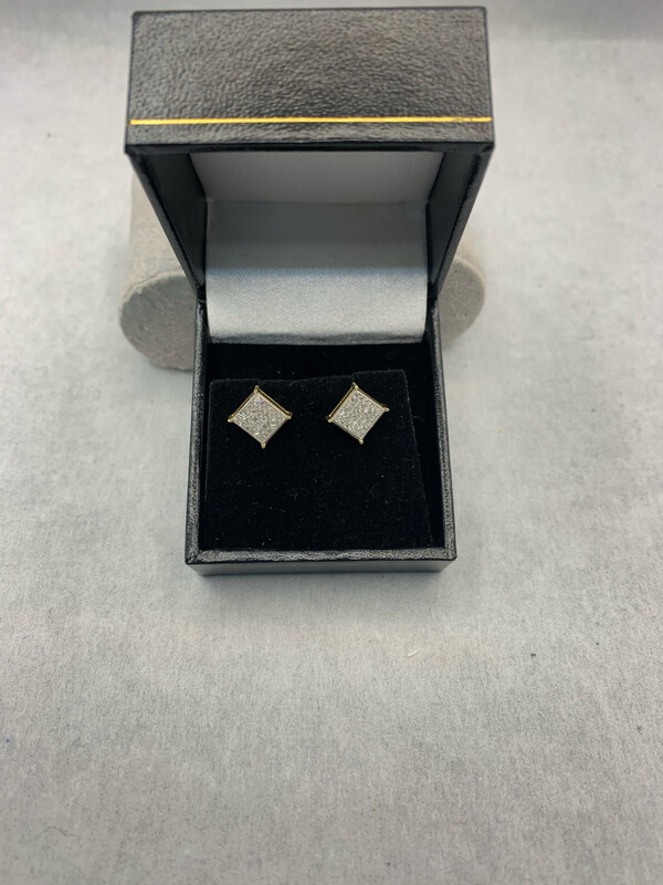 Diamond Square Earrings 10 Kt. Yellow Gold 25 Pts.