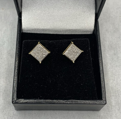 Diamond Square Earrings 10 Kt. Yellow Gold 25 Pts.