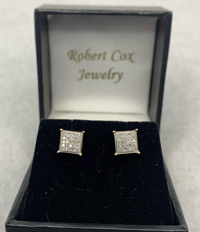 Diamond Square Earrings 10kt. Yellow Gold 15 Pts.