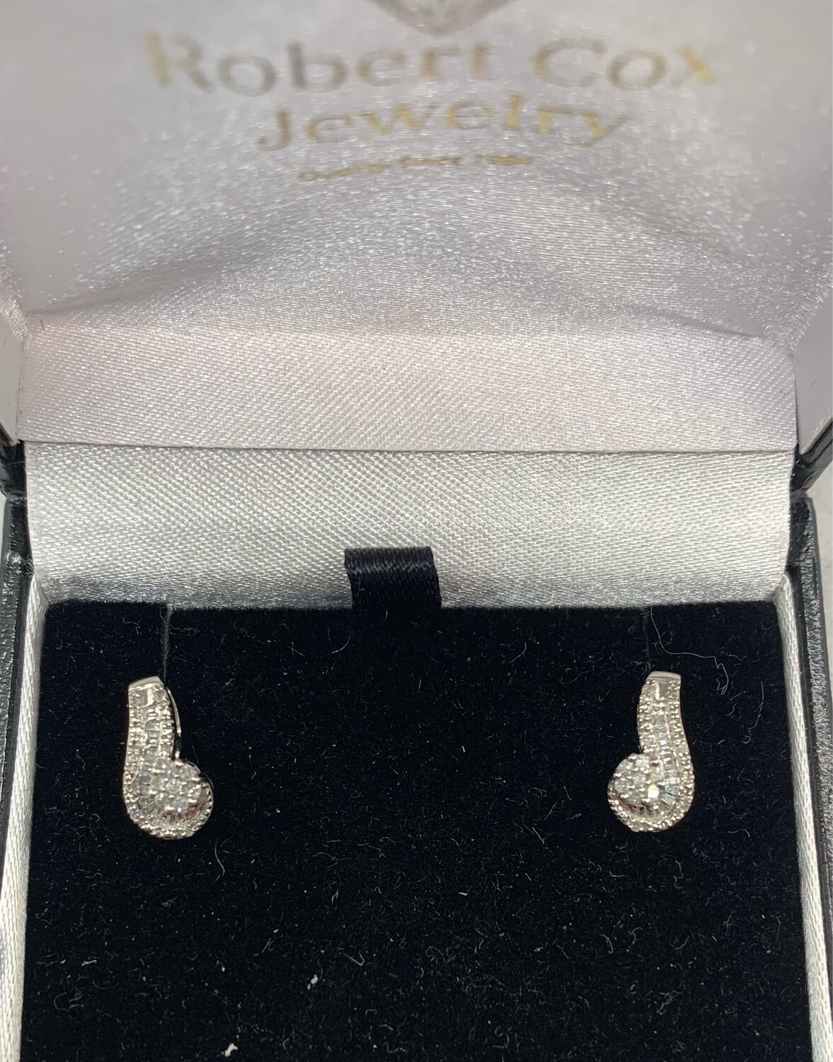 10 Kt Diamond Cluster And Channel 20 Pt Total Weight Post Earrings