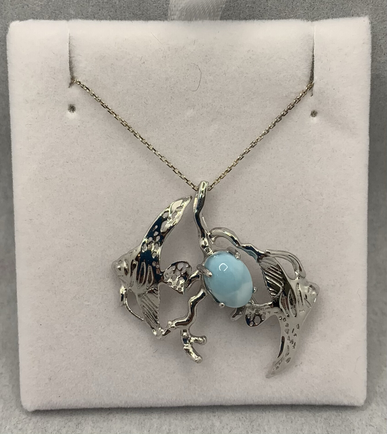 Larimar Necklace Angel Fish Sterling Silver