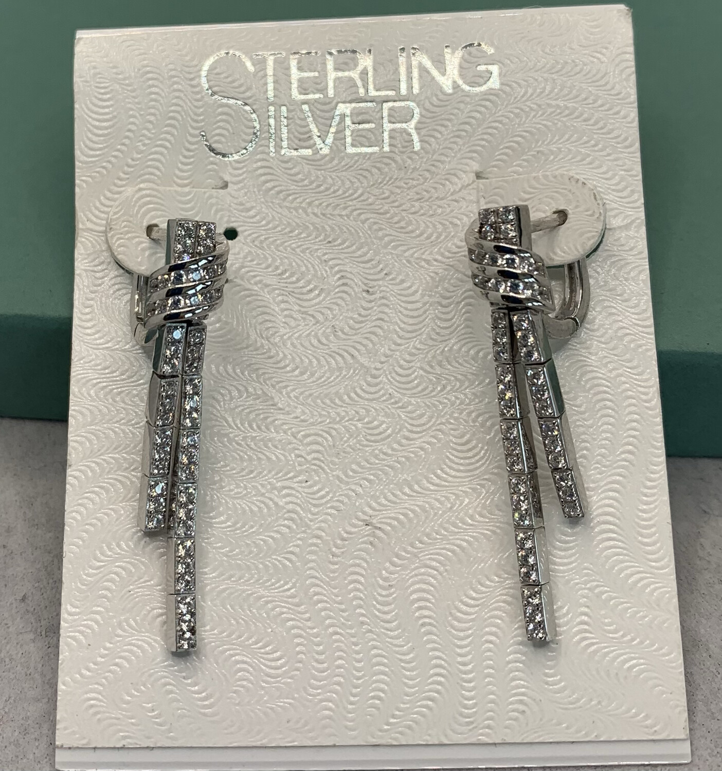 Sterling Silver Bling Dangle Earrings with Omega Style Backs.