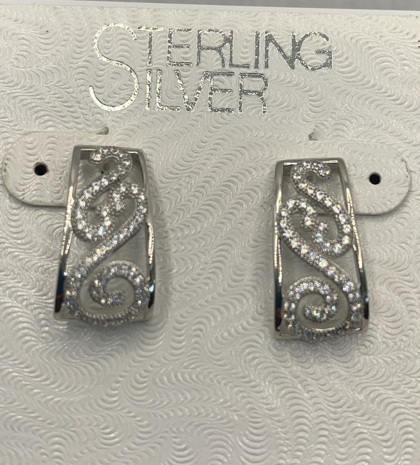 Sterling Silver Bling Earrings Filigree Swirl