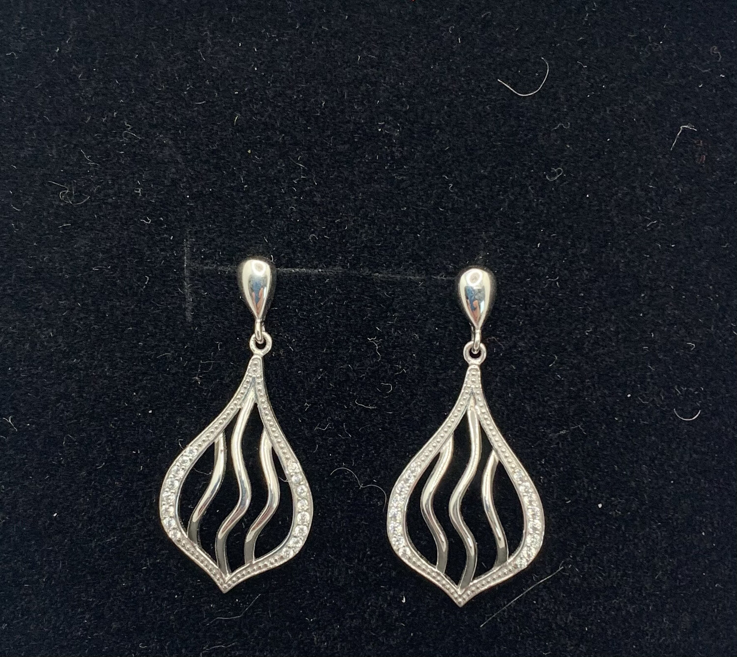Sterling Silver Drop Wave Earrings