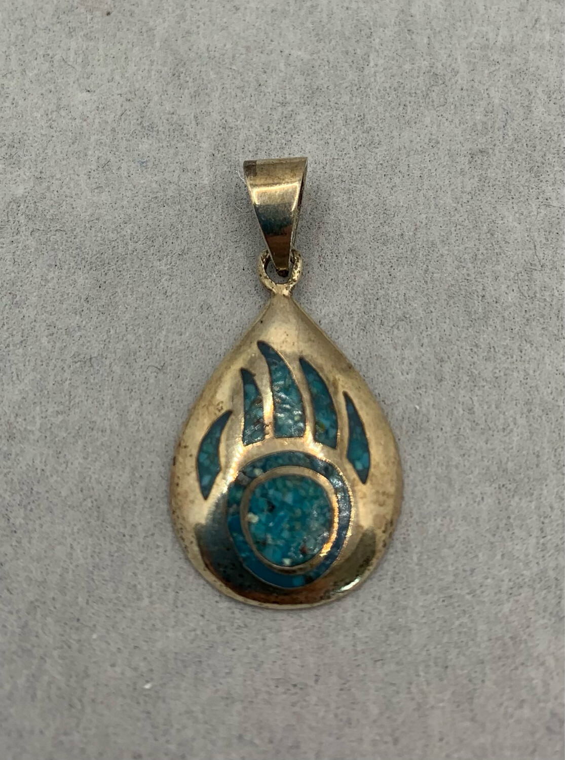 Sterling Silver Turquoise Bear Claw Pendant