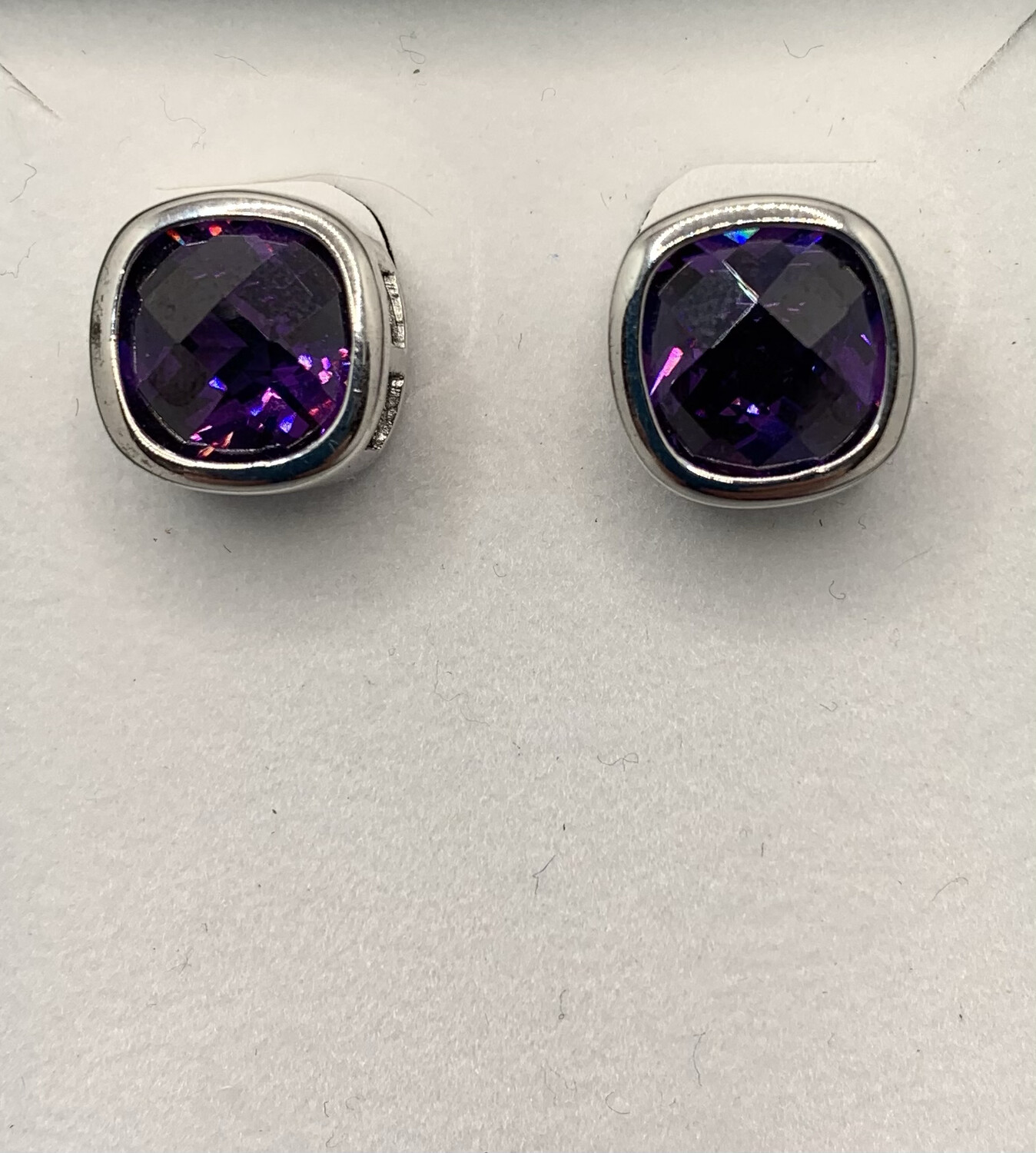 Sterling Silver Purple Post Earrings