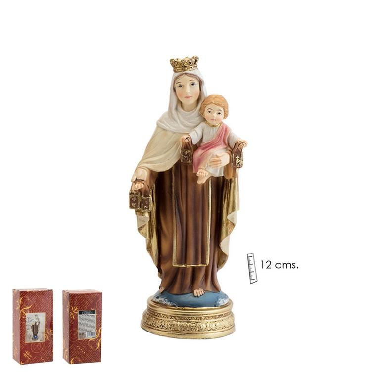 Virgen del Carmen base azul 12 cm.