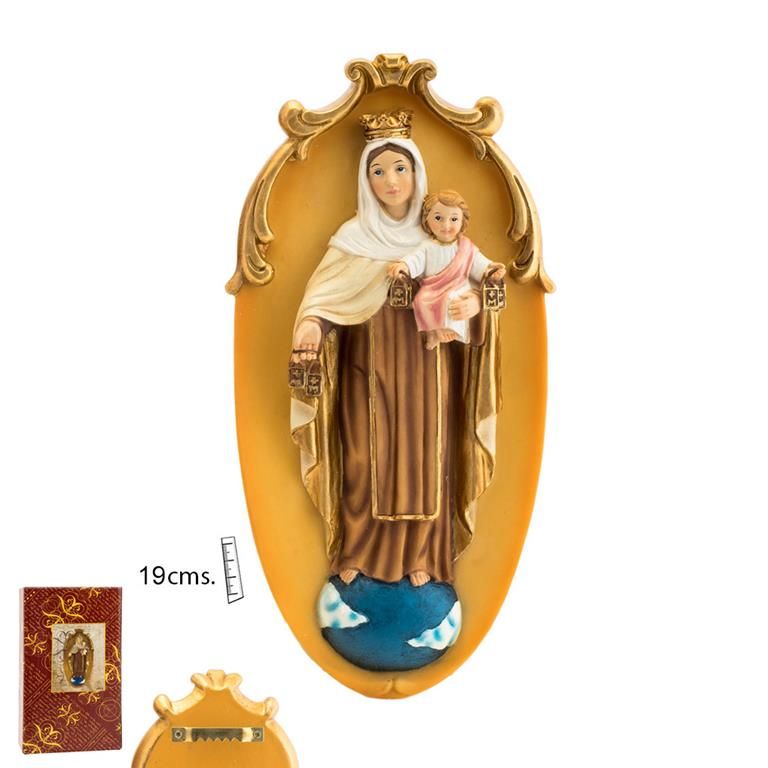 Virgen del Carmen placa colgar 19 cm.