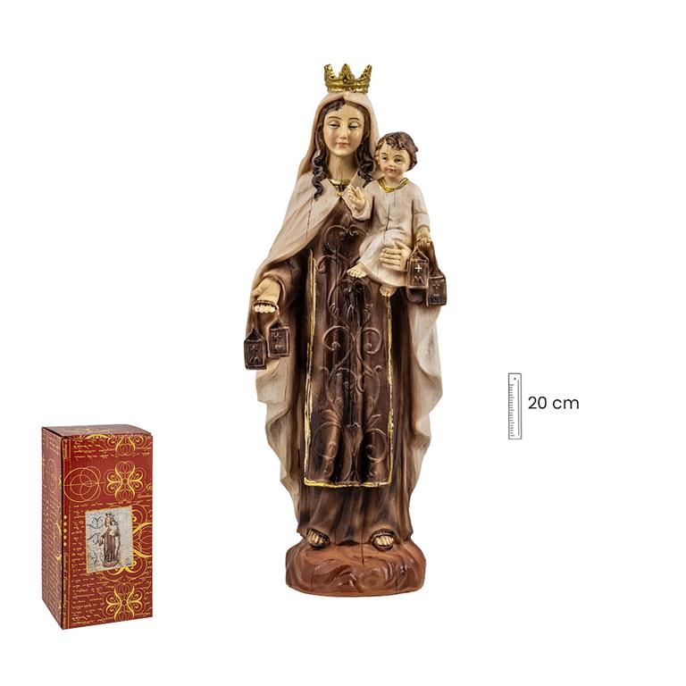 VIRGEN DEL CARMEN MADERA VIEJA 20cm