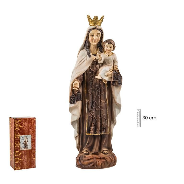 VIRGEN DEL CARMEN MADERA VIEJA 30cm