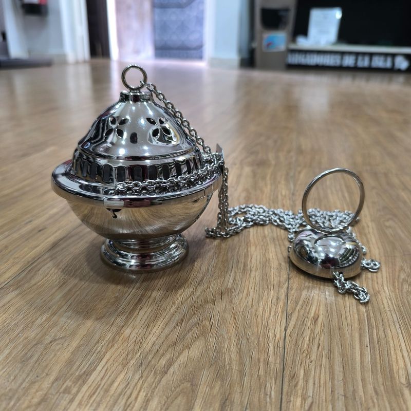 Incensario plateado 14 cm.