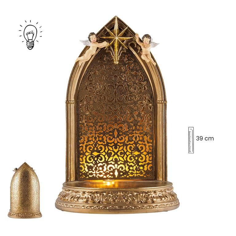 Soporte dorado 43 CM Ángeles Luz