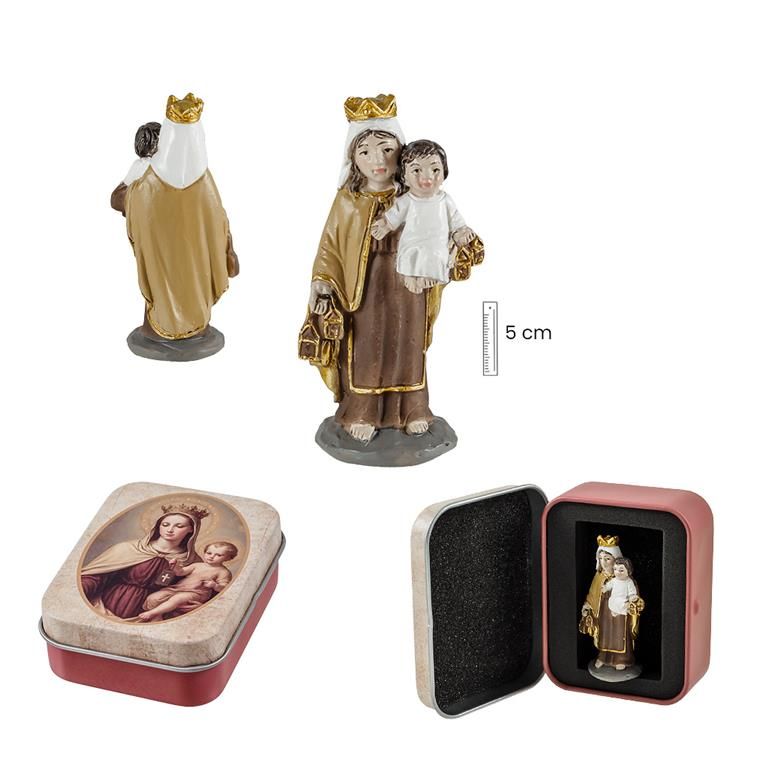 Figura de la Virgen del Carmen en estuche metálico (5 cm)