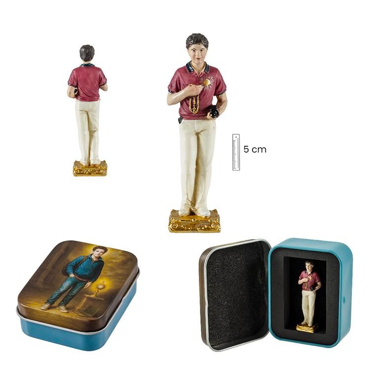 Figura del Beato Carlo Acutis en estuche metálico (5 cm)