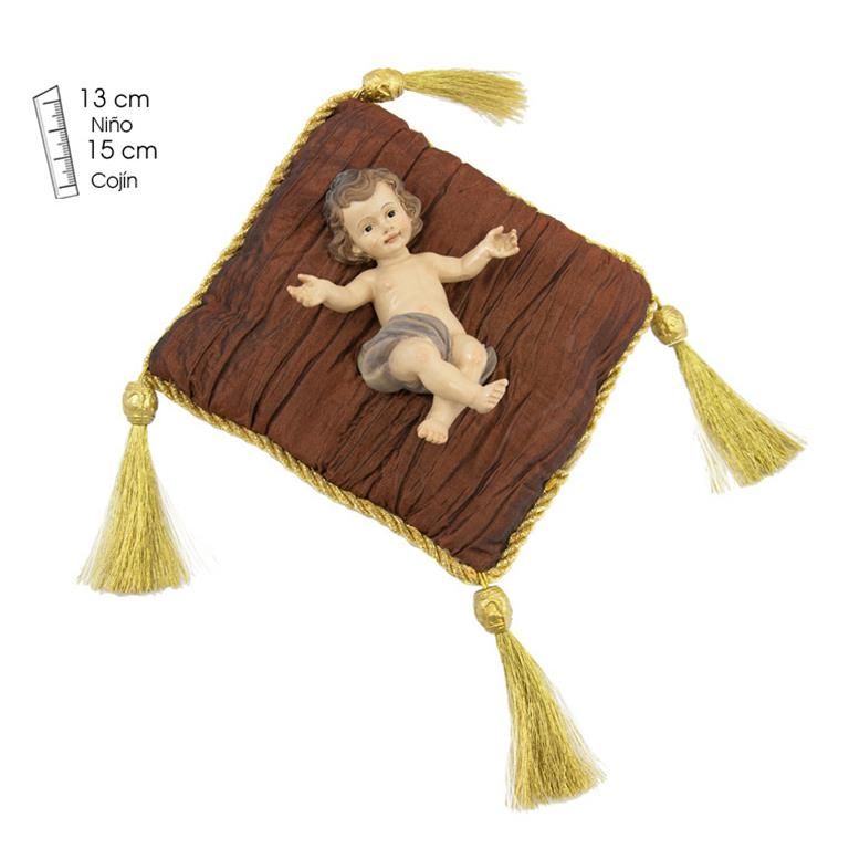 Niño Jesús sobre cojín de gala (13 cm)