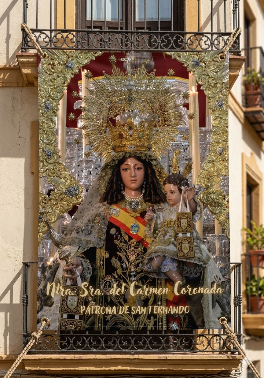 Lona Virgen del Carmen 100x70 cm.