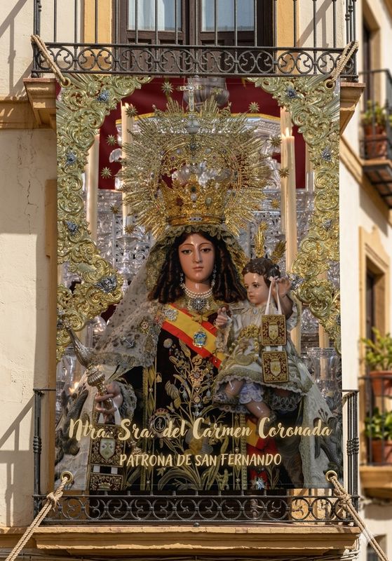Lona Virgen del Carmen 100x70 cm.