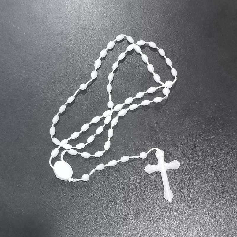 Rosario tradicional blanco luminoso