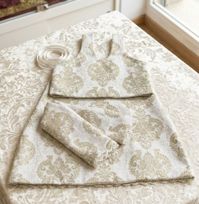 Saya damasco brocado blanco 55 cm. Saya damasco brocado blanco 55 cm.