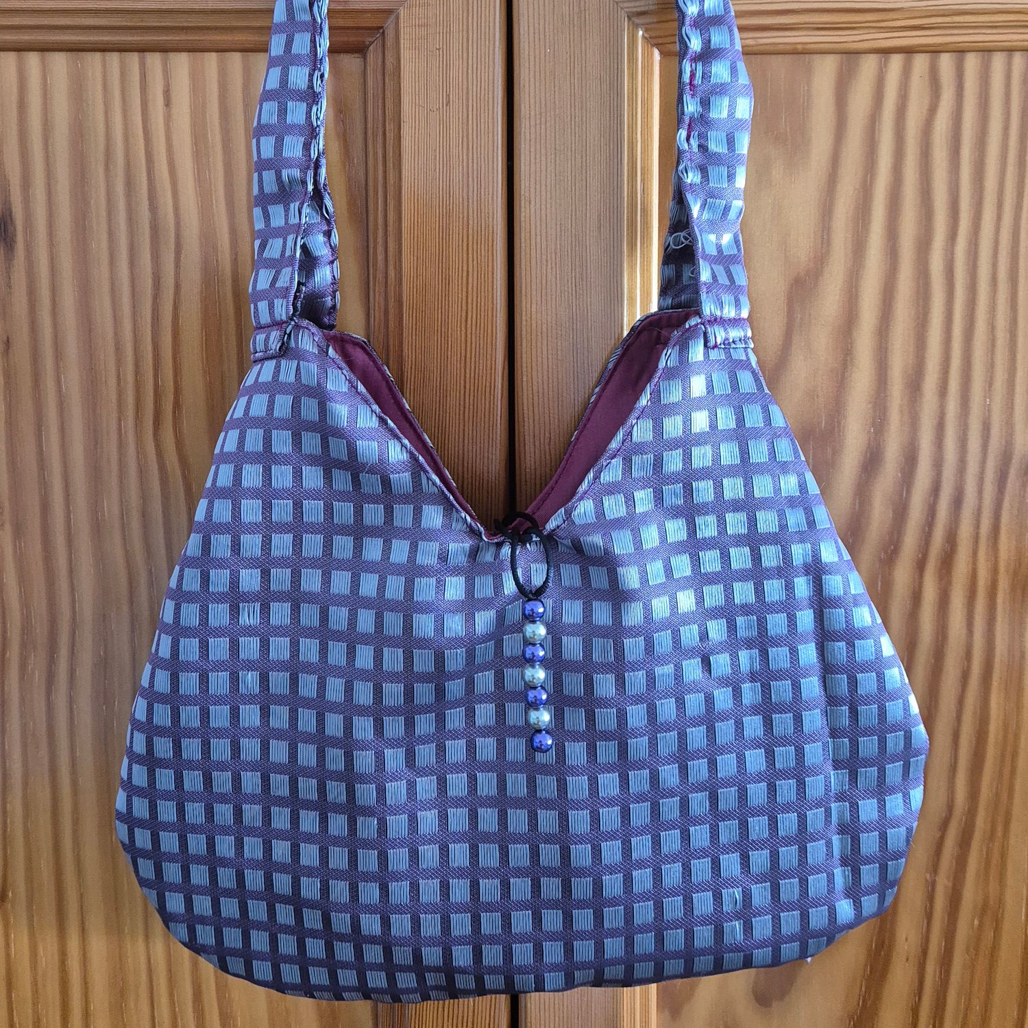 Recycled cloth bag - Interlined print [Pink/White]