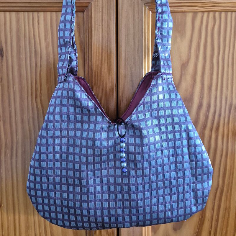 Recycled cloth bag - Interlined print [Pink/White]