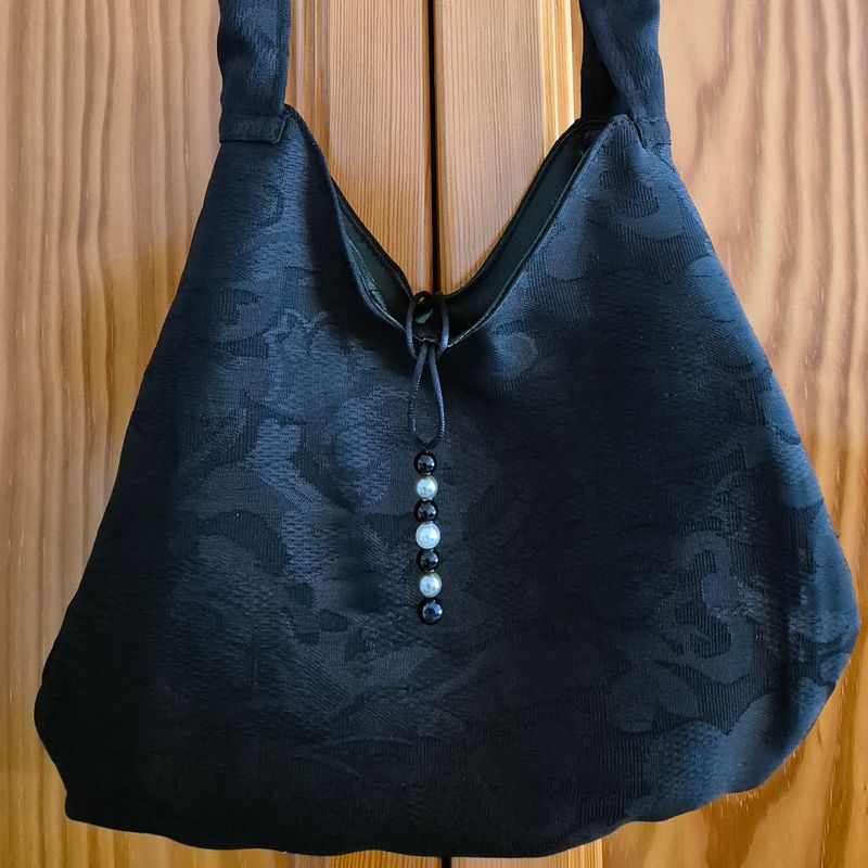 Recycled cloth bag - Black brocade