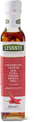 Extra vierge olijfolie met peper (250ml) – Pittige Italiaanse smaakmaker voor pizza, salades & vlees