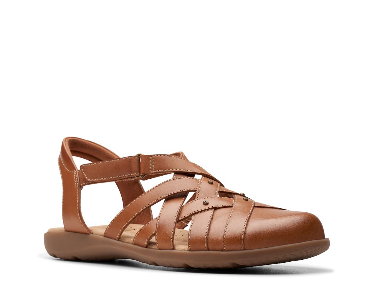 CLARKS WOMEN&#39;S SANDAL ELIZABELLE SEA TAN LEATHER, Size: 9(US)
