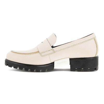 ECCO WOMEN'S MODTRAY MOC-TOE PENNY LOAFER CASUAL SHOE LIMESTONE