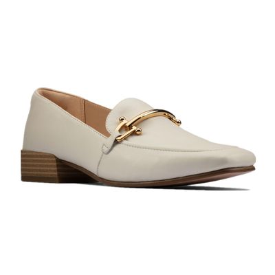 CLARKS WOMEN'S PURE BLOCK WHITE LEATHER